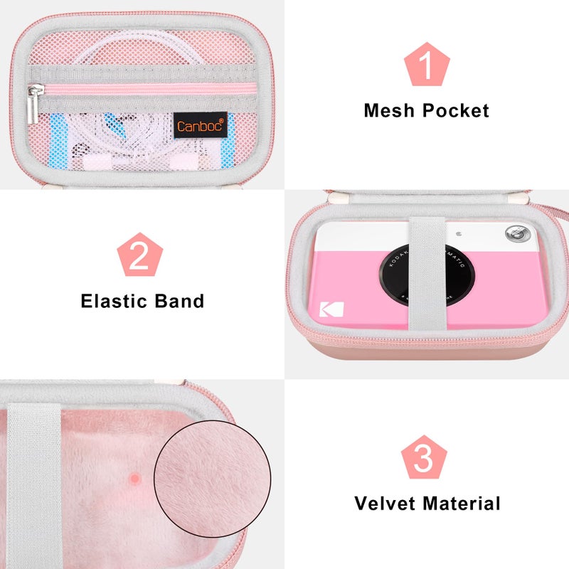 Canboc Carrying Case For Kodak Printomatic Digital Instant Print Camera  Zipper Mesh Bag Fit Photo Paper And Cable  Rose Gold - Image 5