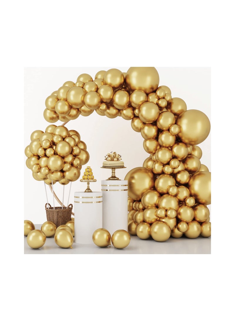 SYOSI 129Pcs Metallic Gold Balloons Latex Different Sizes 18 12 10 5 Inch Party Kit for Birthday Graduation Baby Shower Wedding Holiday Balloon Decoration - Image 1