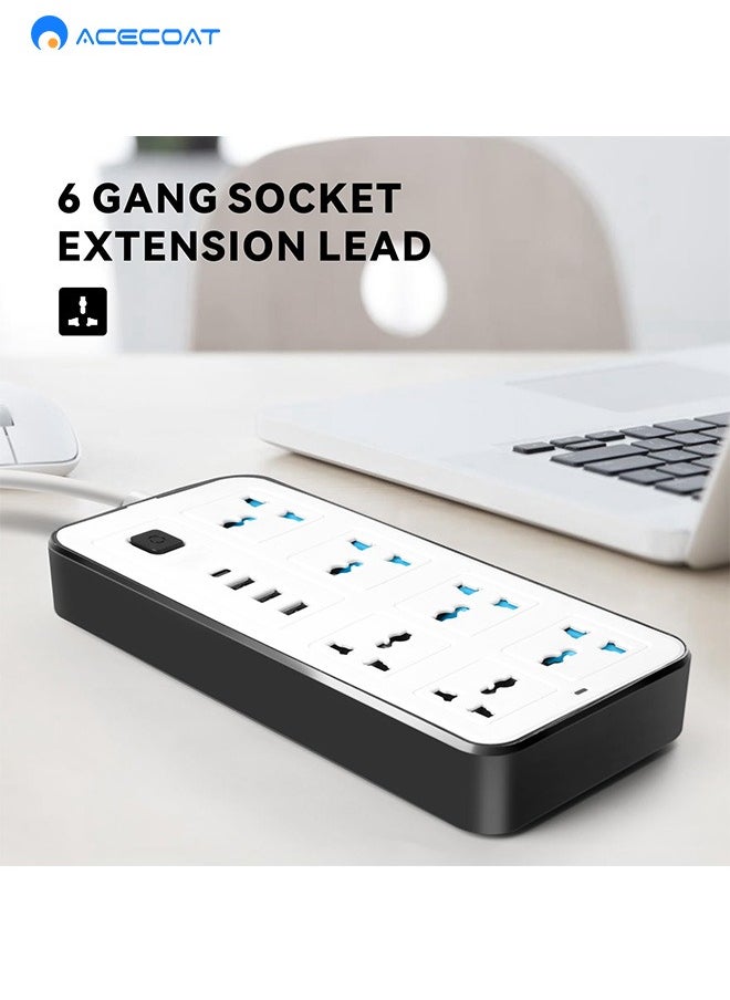 ACECOAT Power Strip, 5-Outlet Surge Protector, 4 USB Ports, 2m Extension Cord, 900 Joules, Mountable, Overload Switch, Protected Indicator Light, Multiple Protections for Home Office  - Image 4