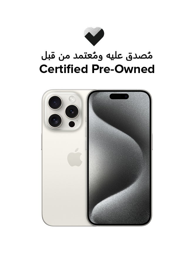 ابل  معتمد مسبقًا - آيفون 15 برو مع فيس تايم 256 جيجابايت أبيض تيتانيوم 5G - النسخة الدولية - Image 1