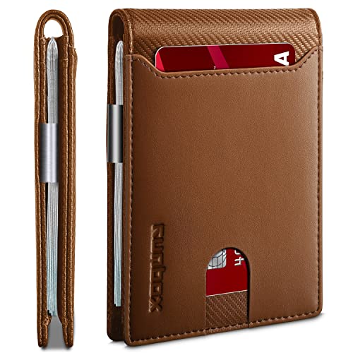 RUNBOX Slim Wallets for Men - Leather Money Clip Mens Wallet - RFID Blocking Front Pocket Bifold Wallet - Thin Credit Card Holder with Gift Box - Image 1
