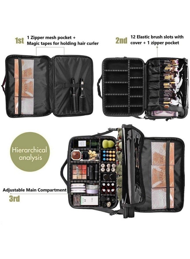 Shrux Large Hard Shell Cosmetic and Makeup Storage Bag with Adjustable Compartment | 2-Layer Design Travel Beauty & Vanity Storage Bag | Professional and Home Use Makeup Artist Bag-1Pcs - Image 3