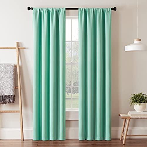ECLIPSE Room Darkening Curtains for Bedroom - Darrell 37" x 63" Thermal Insulated Single Panel Rod Pocket Light Blocking Curtains for Living Room, Mint (16205037063MNT) - Image 1