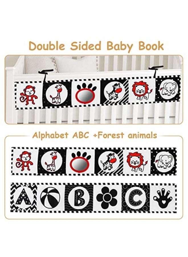 NIBEMINENT High Contrast Baby Toys For Newborn： Black And White Baby Toys Book 0-3 Months - Tummy Time Mirror For Infant 6 7 8 9 10 11 12 Months Developmental Toys Montessori Sensory Toys Baby Girls Boys Gift - Image 4