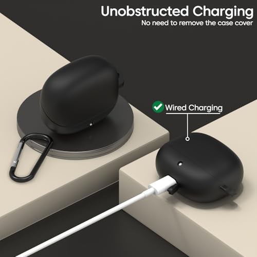 Sounce Soft Silicone Protective Case Cover, Boat Airdopes Plus 311 (2025 Launch) Shockproof, Scratch-Resistant, Dustproof Earbuds Case with Keychain Clip, Easy Portability, (Black) - Image 3