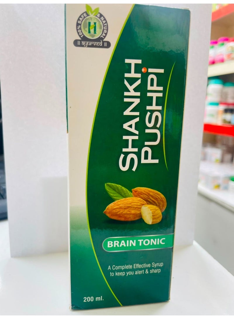 Himachal Drug Pharma Shankhpushpi Ayurvedic Brain Tonic Syrup, Raspberry Flavor, 200ml - Image 1