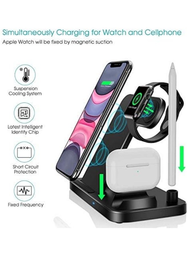 General 3-in-1 Foldable Wireless Charger – 15W Fast Magnetic Charging Station for iPhone 16/15/14/13/12/11, Apple Watch 8-2 SE, AirPods 3/2/Pro  Samsung Phones | Portable Travel Charging Pad (Black)  - Image 2
