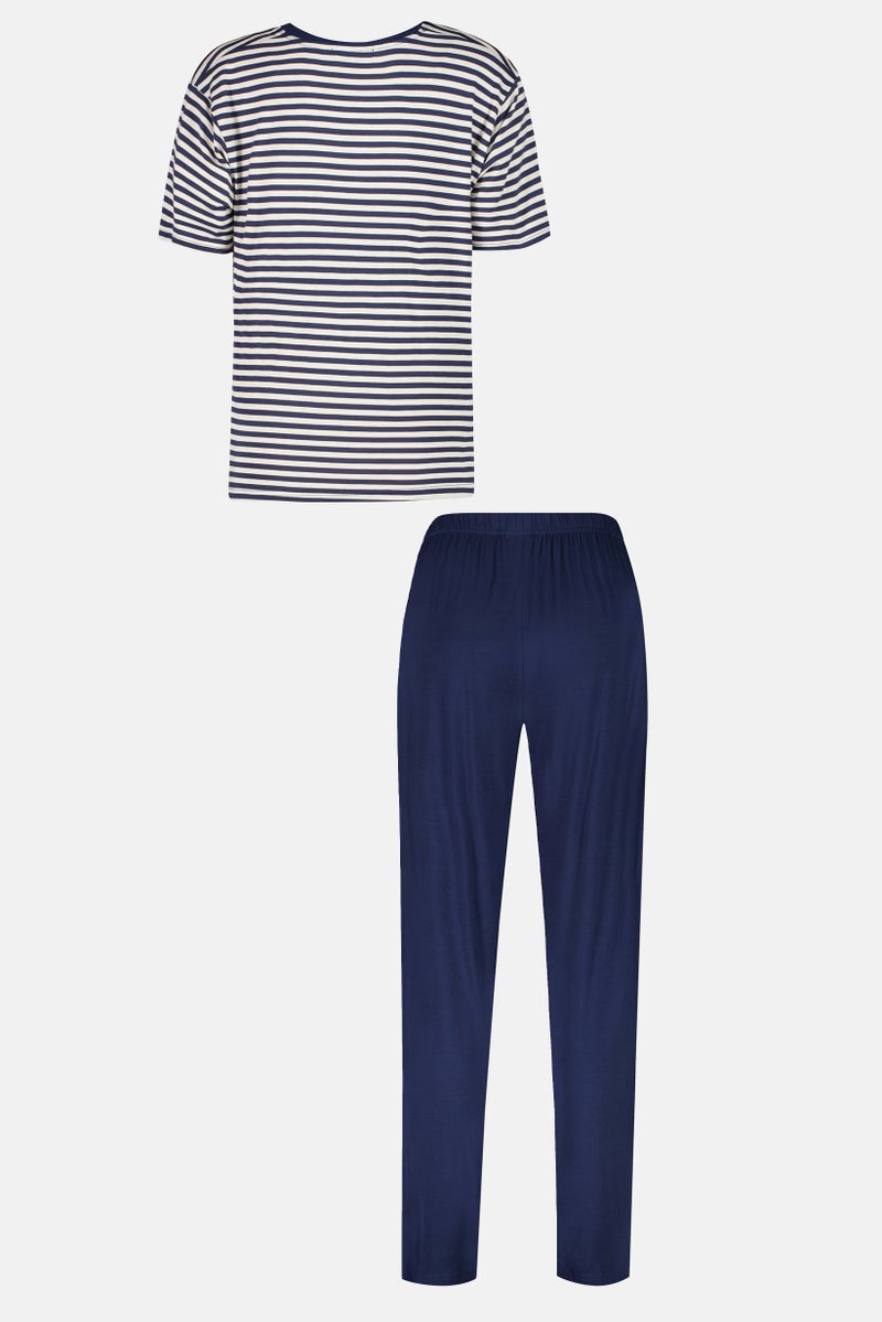 FOREVER 21 Women 2 Pieces Stripe Top And Bottom Pyjama Set, Multicolor - Image 3