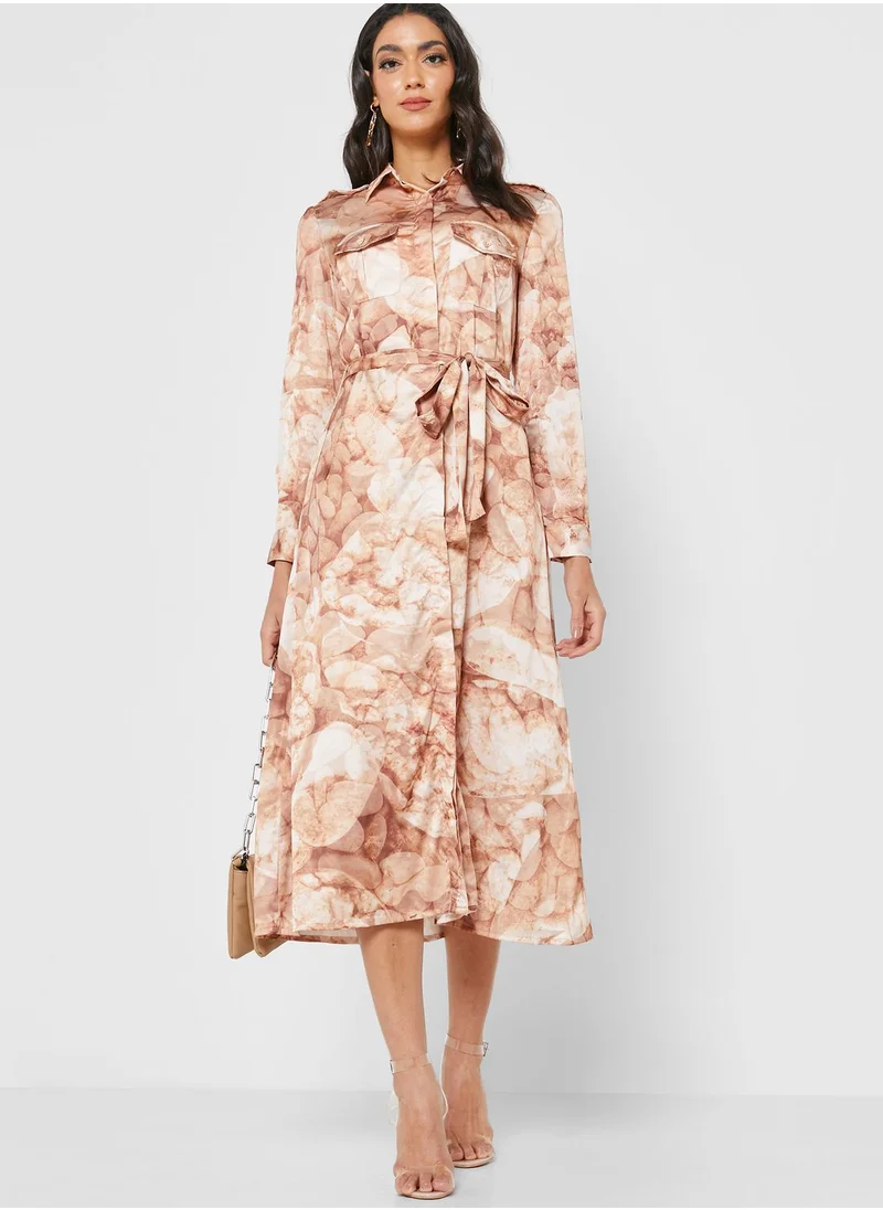 Raishma Printed Tie Detail Shirt Dress