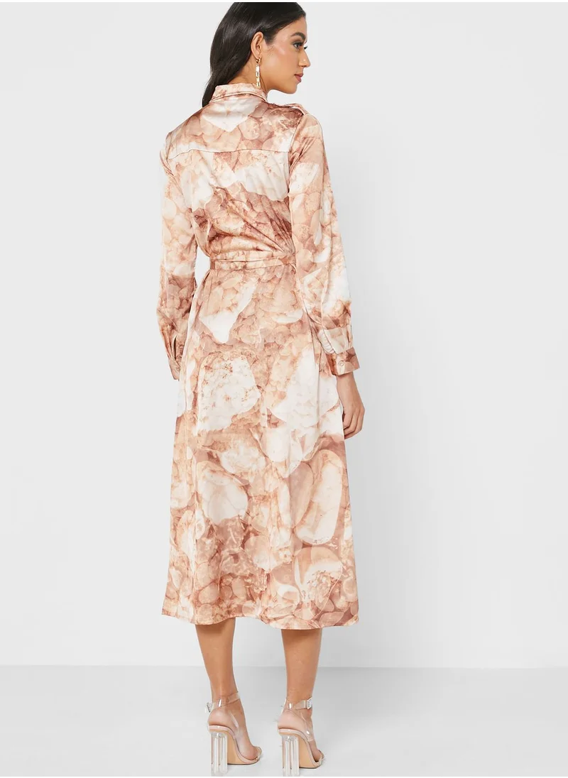 Raishma Printed Tie Detail Shirt Dress