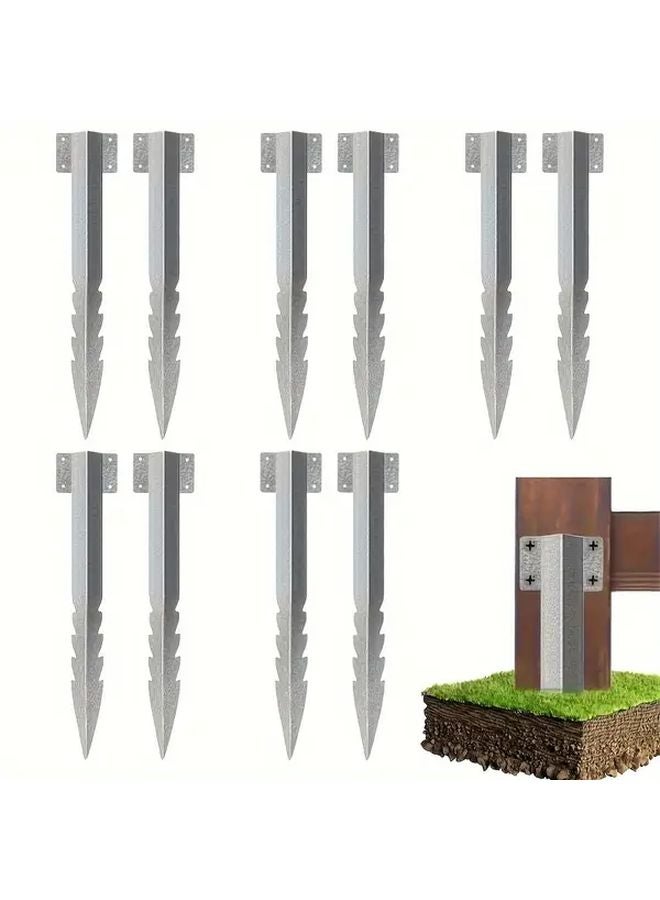 10 قطع مجموعة إصلاح أعمدة السياج مراسي معدنية وخشبية لتثبيت الخشب المائل التالف باللون الفضي - Image 2