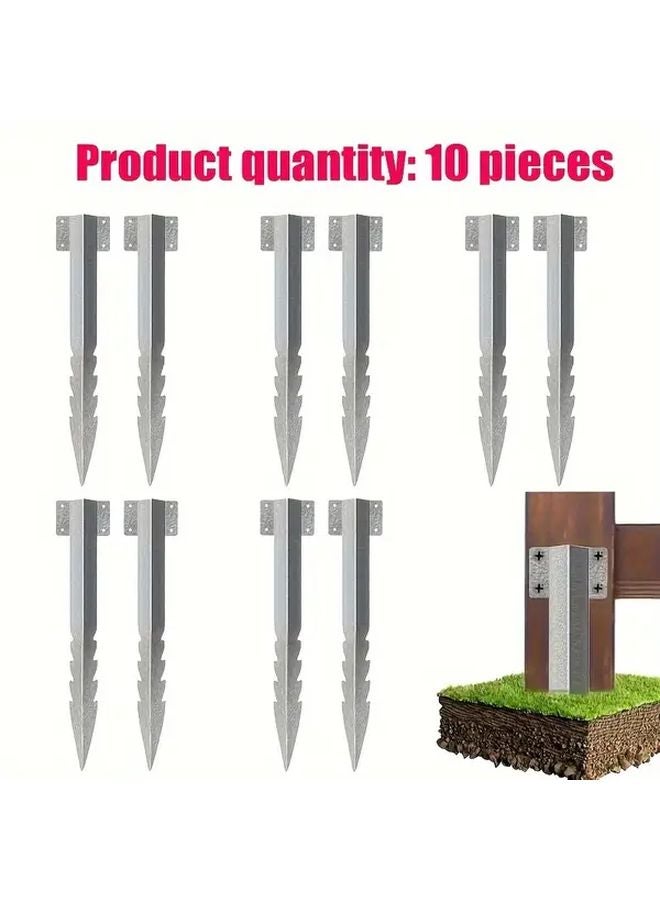 10 قطع مجموعة إصلاح أعمدة السياج مراسي معدنية وخشبية لتثبيت الخشب المائل التالف باللون الفضي - Image 1