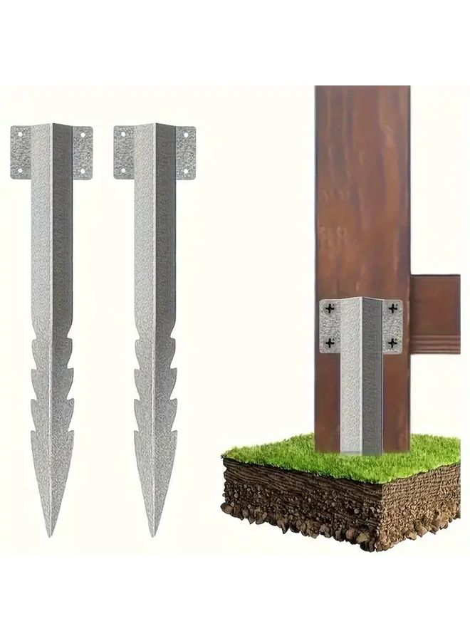 10 قطع مجموعة إصلاح أعمدة السياج مراسي معدنية وخشبية لتثبيت الخشب المائل التالف باللون الفضي - Image 3