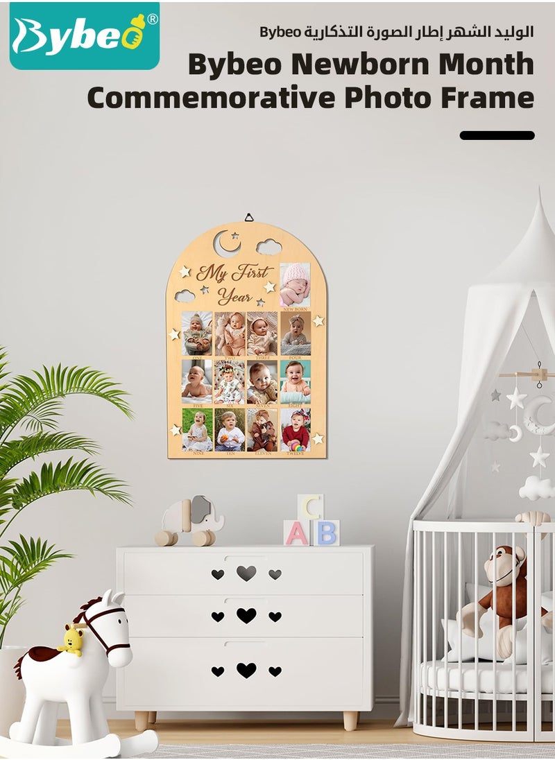 Bybeo 2 Pcs Baby Picture Frame, Baby Keepsake, My First Year Photo Frame Board, Photo Display Wood Board, Milestone Photo Frame for Newborns, Best Gift for Newborn Boys and Girls  - Image 3