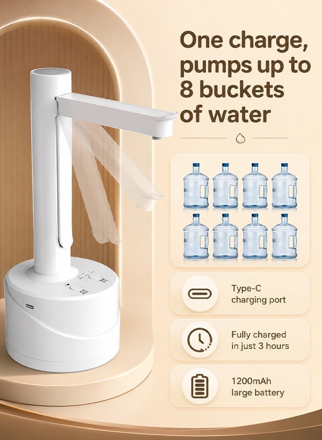 أرابايت الموزع الكهربائي لزجاجات المياه، مضخة مياه قابلة للطي مع شحن USB من النوع C، مضخة عالمية لبراميل المياه من 1 إلى 5 غالون مع تحديد الكمية بثلاث مستويات، محمولة للمنزل والمكتب والتخييم - Image 3