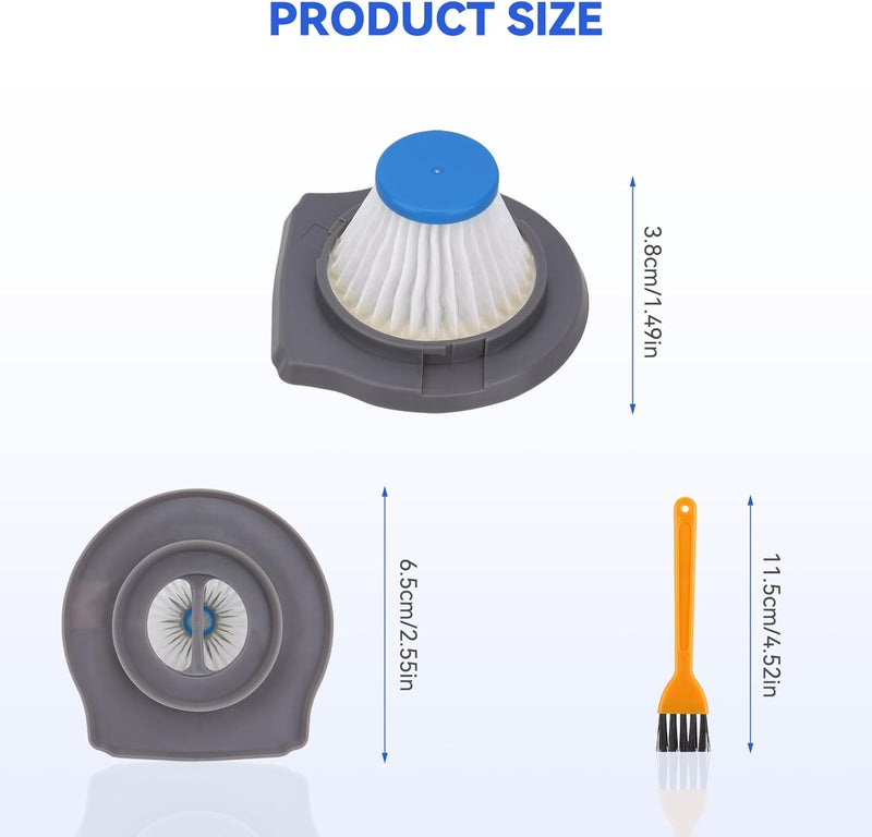 مرشح مكنسة HLVCF10 بديل متوافق مع مكنسة BLACK+DECKER اليدوية، جزء مرشح قابل للغسيل لسلسلة AdvancedClean و Reviva (6 قطع) - Image 4