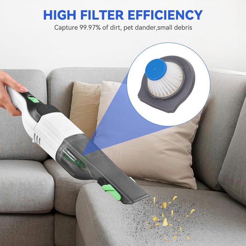 مرشح مكنسة HLVCF10 بديل متوافق مع مكنسة BLACK+DECKER اليدوية، جزء مرشح قابل للغسيل لسلسلة AdvancedClean و Reviva (6 قطع) - Image 5