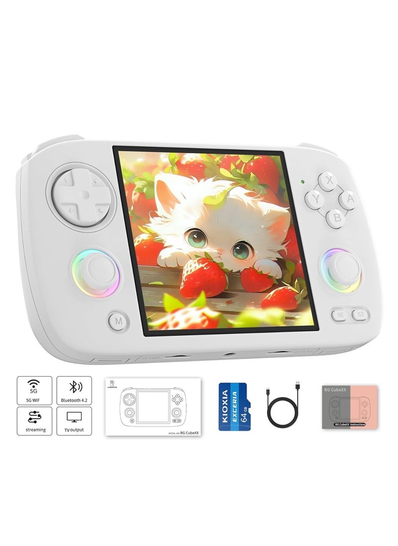ANBERNIC  RG CubeXX Retro Handheld Game Console 3.95 Inch IPS Screen Linux System Built In 128G TF Card 5056 Games Support HDMI TV Output 5G WiFi Bluetooth 4.2 (White)  - Image 1