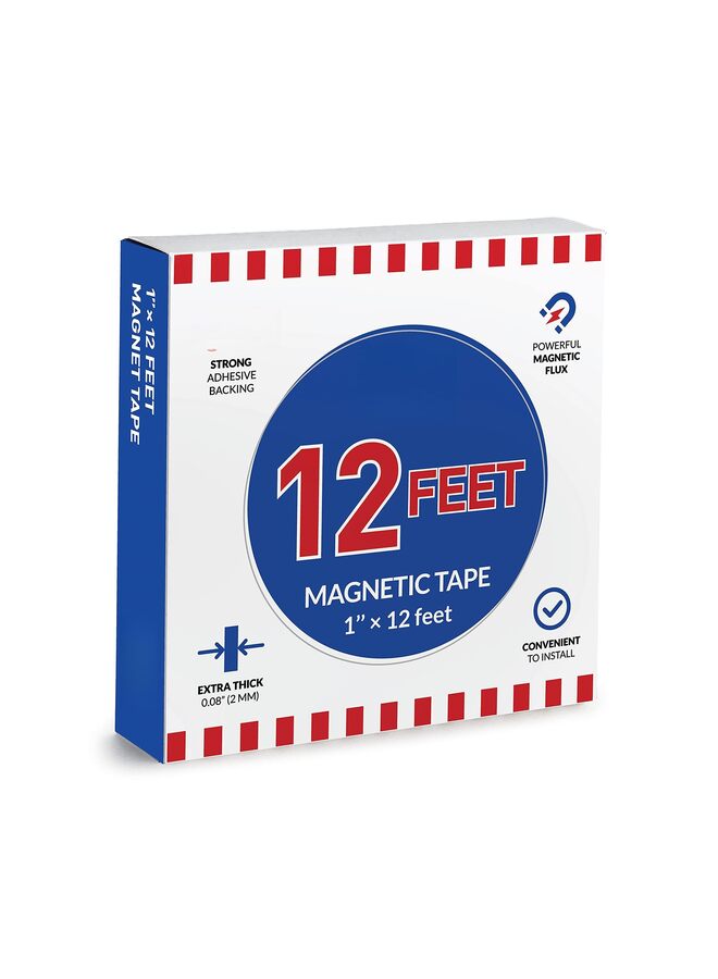 شريط مغناطيسي، بكرة شريط مغناطيسي بطول 9.8 قدم (عرض 1 بوصة × طول 9.8 قدم × سُمك 0.06 بوصة)، مع طبقة لاصقة قوية من 3M. مثالي للأعمال اليدوية، والمشاريع الفنية، والسبورات البيضاء، وتنظيم الثلاجة. - Image 2