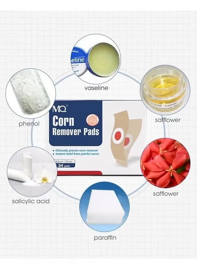 MQ 24PCS Foot Remover Pads Salicylic Acid Clinically proven corn removal Instant relief from painful corns  Foot Care Expert, Calluses Plantar Treatment, Relief Pain From Calluses, Corns, Blisters, Heel Frictions - Image 4