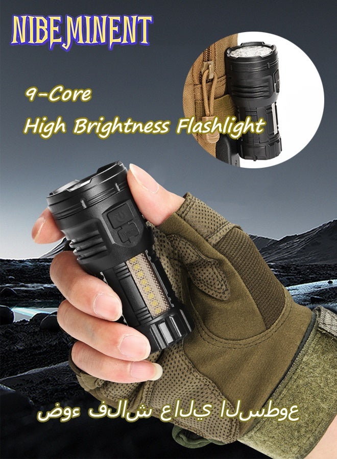 NIBEMINENT 1pc Nine Eyed Monster Explosion Flashlight, Featuring 9-core High Brightness LED Beads, Multiple Dimming Modes, Strong Magnetic Attraction at the Rear, COB Side Light Mode, and Large Capacity Lithium Battery, Suitable for Exploration, Patrol - Image 1