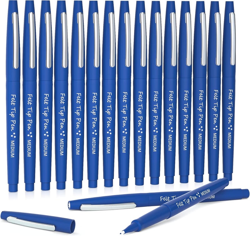 Lelix Felt Tip Pens, 15 Blue Pack, 0.7mm Medium Point, Felt Tip Markers Pens for Journaling, Writing, Note Taking, Planner, Perfect for School Office and Art Supplies - Image 1