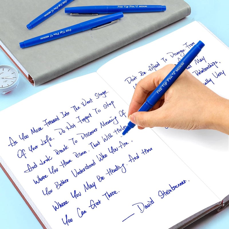 Lelix Felt Tip Pens, 15 Blue Pack, 0.7mm Medium Point, Felt Tip Markers Pens for Journaling, Writing, Note Taking, Planner, Perfect for School Office and Art Supplies - Image 5