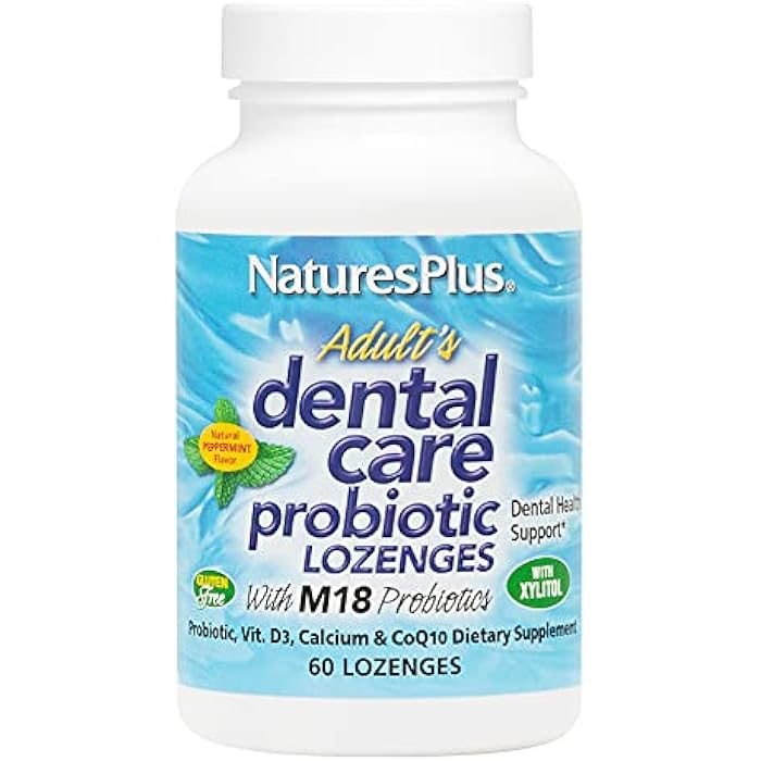 NaturesPlus Adult’s Dental Care Probiotic - 60 Lozenges - Supplement for Teeth & Gum Health - Peppermint Flavor - 30 Servings - Image 1
