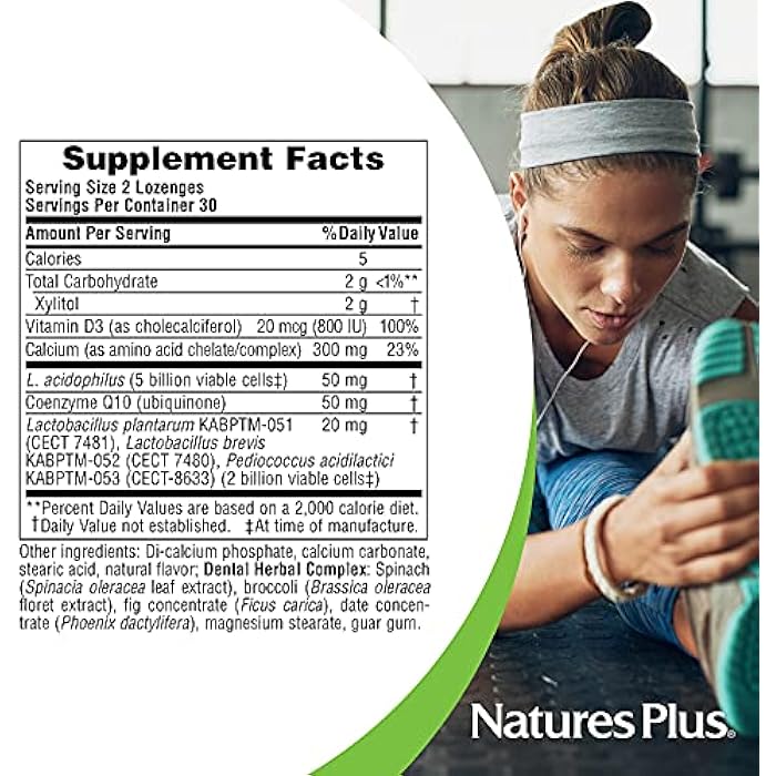 NaturesPlus Adult’s Dental Care Probiotic - 60 Lozenges - Supplement for Teeth & Gum Health - Peppermint Flavor - 30 Servings - Image 4