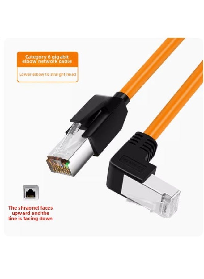 Generic Super Six-class Network Cable Elbow High Flexible Drag Chain Shield Gigabit Industrial Camera Network Cable Office Router Network Jumper-Color:Orange (straight To Bend)-Line Length:0.3 M  - Image 1