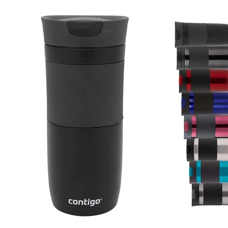 Contigo contigo Byron Snapseal Travel Mug  Stainless Steel Thermal Mug  Vacuum Flask  Leakproof Tumbler  coffee Mug with BPA Free Easy-clean Lid  470 ml  Matte Black 