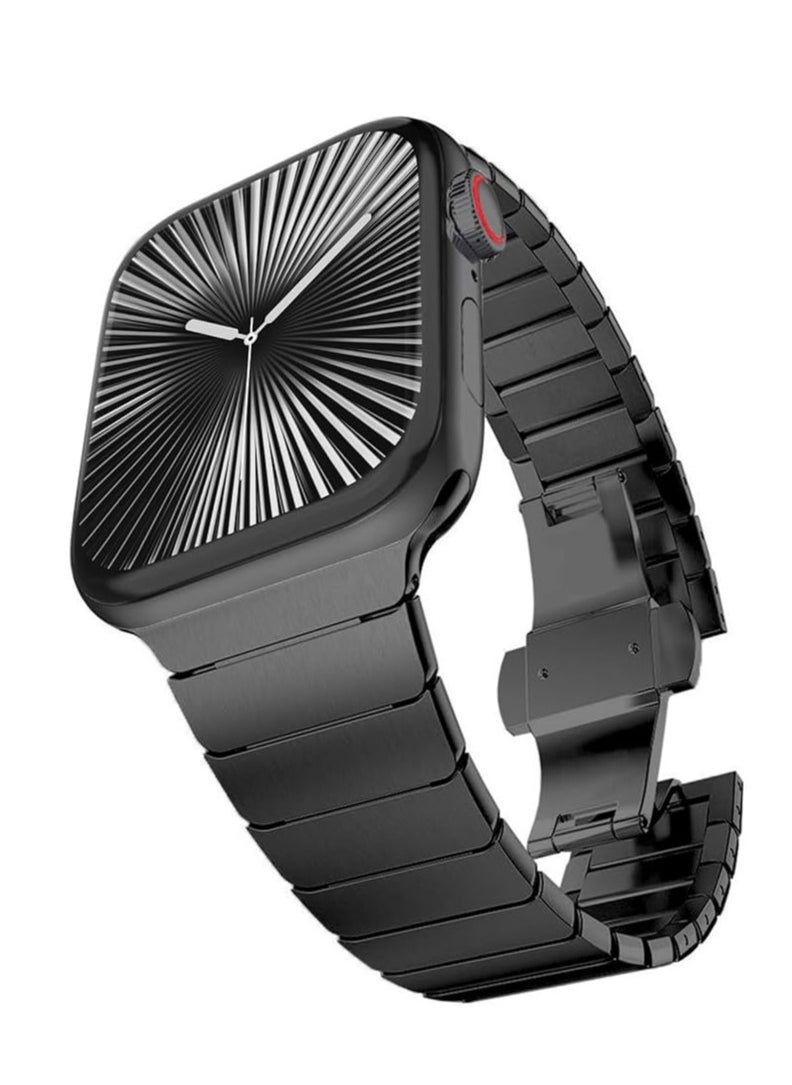 JAJEEK Stainless Steel Strap for iWatch 49mm, 46mm, 45mm, 44mm, 42mm – Black Replacement Band for Apple Watch Ultra 3, Ultra 2, Ultra, Series 10, 9, 8, 7, SE, 6, 5, 4, 3, 2, 1 – Sleek, Durable & Adjustable - Image 1