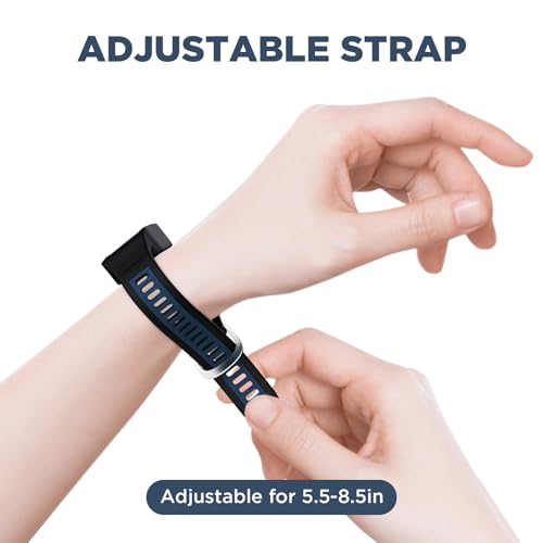 FGERWZ for Amazfit Helio Fitness Tracker Silicone Strap,Replacement Strap Compatible with Amazfit Helio Fitness Tracker,Soft Lighweight Scratch-Proof Replacement Strap Accessories (Black Deep Blue) - Image 5
