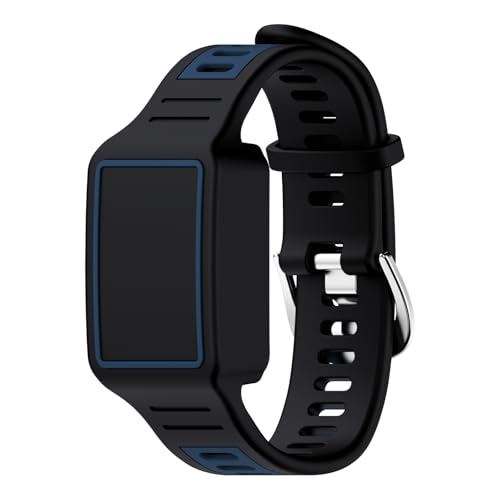 FGERWZ for Amazfit Helio Fitness Tracker Silicone Strap,Replacement Strap Compatible with Amazfit Helio Fitness Tracker,Soft Lighweight Scratch-Proof Replacement Strap Accessories (Black Deep Blue) - Image 1