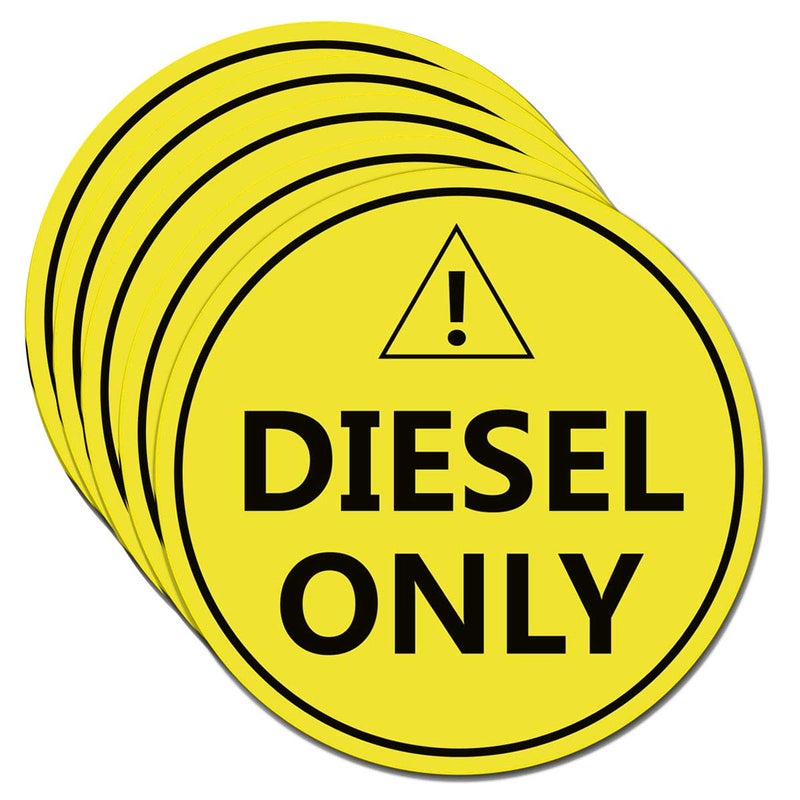 Diesel Only Sticker Sign - Prevent User Error with Fuel Labels for Trucks, Tractors & Machinery