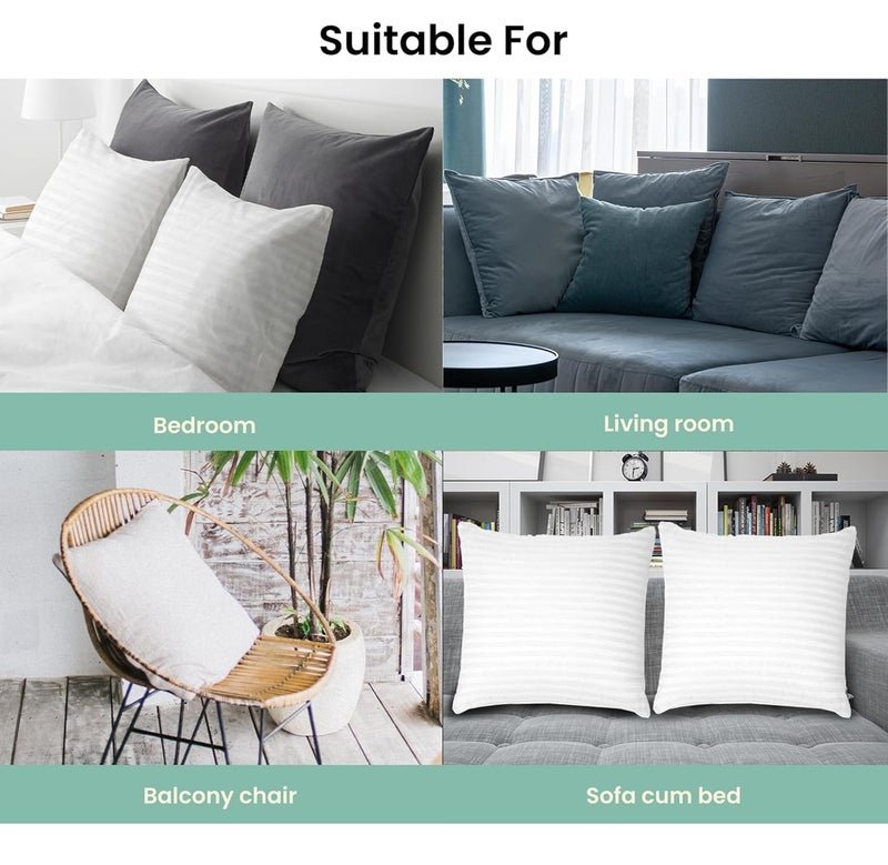 9villa Cushions | Cushion for Sofa,Bed,Cushion | White Decorative Cushion Set of 5 (16x16 inch) - Image 4