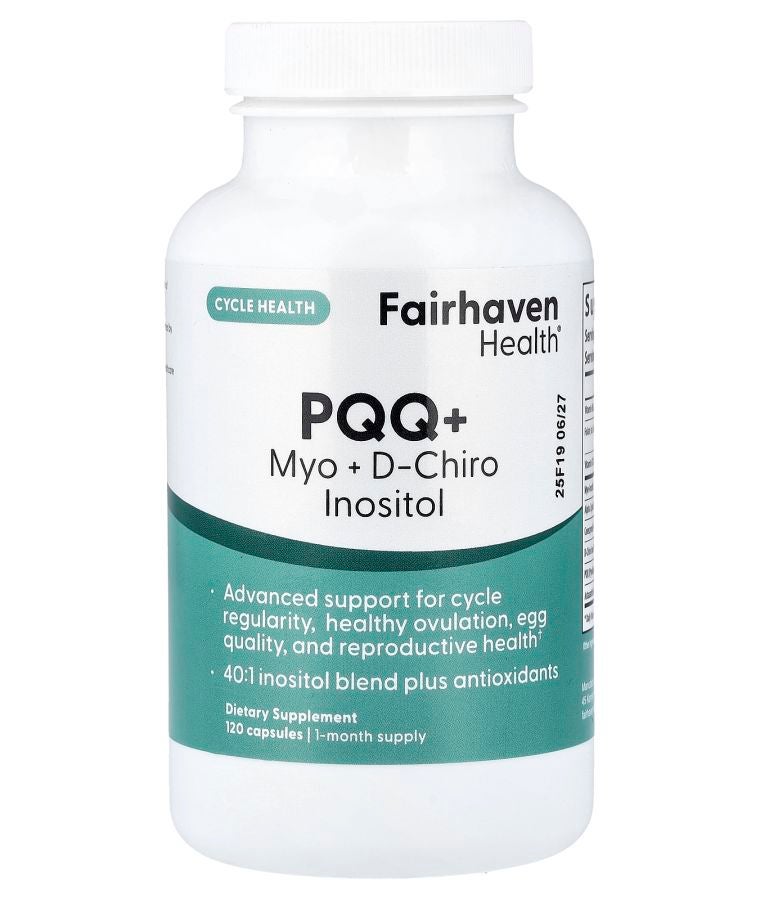 fairhaven health بي كيو كيو + ميو + دي-كيرو إينوزيتول 120 كبسولة