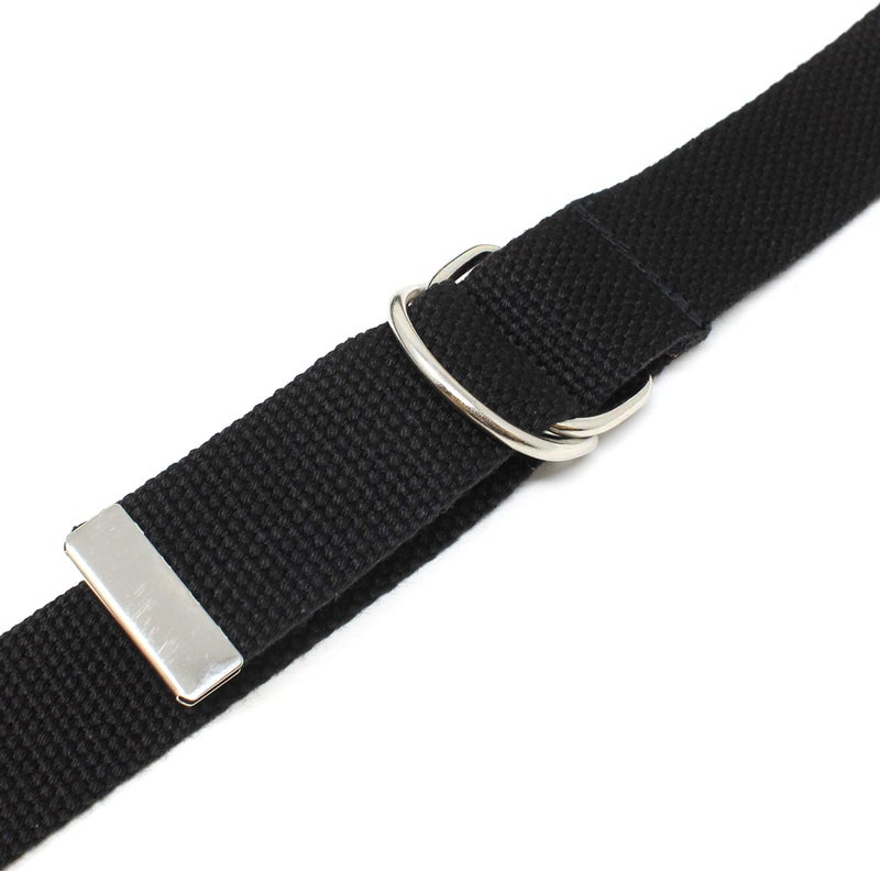 BC Belts Thin Web Belt Double D-Ring Buckle 1.25" Wide with Metal Tip Solid Color (M-Black) - Image 3
