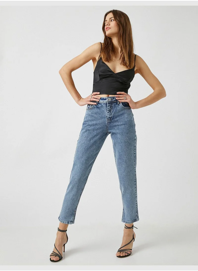 كوتون High Rise Mom Jean