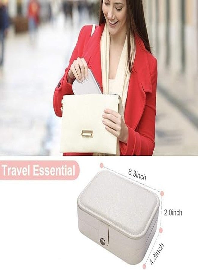 Riveira Jewelry Box, PU Leather Small Portable Travel Case, 2 Layers Organizer Display Storage Holder Box for Rings, Earrings, Necklaces, Bracelets - Image 5