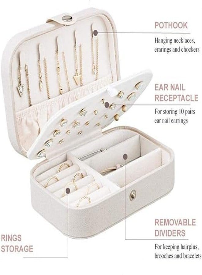 Riveira Jewelry Box, PU Leather Small Portable Travel Case, 2 Layers Organizer Display Storage Holder Box for Rings, Earrings, Necklaces, Bracelets - Image 2