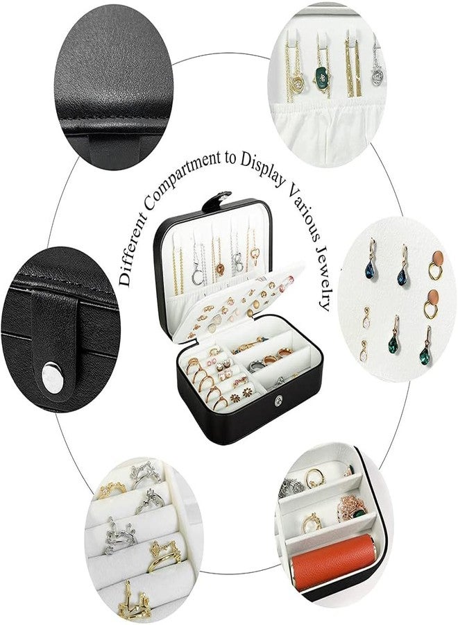 Riveira Jewelry Box, PU Leather Small Portable Travel Case, 2 Layers Organizer Display Storage Holder Box for Rings, Earrings, Necklaces, Bracelets - Image 4