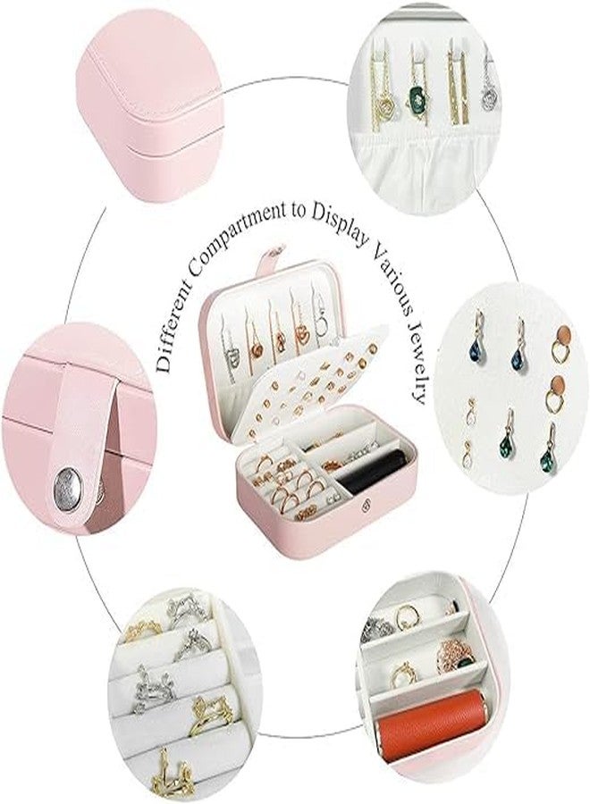 Riveira Jewelry Box, PU Leather Small Portable Travel Case, 2 Layers Organizer Display Storage Holder Box for Rings, Earrings, Necklaces, Bracelets - Image 3