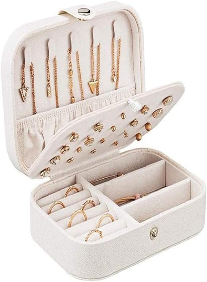Riveira Jewelry Box, PU Leather Small Portable Travel Case, 2 Layers Organizer Display Storage Holder Box for Rings, Earrings, Necklaces, Bracelets - Image 1