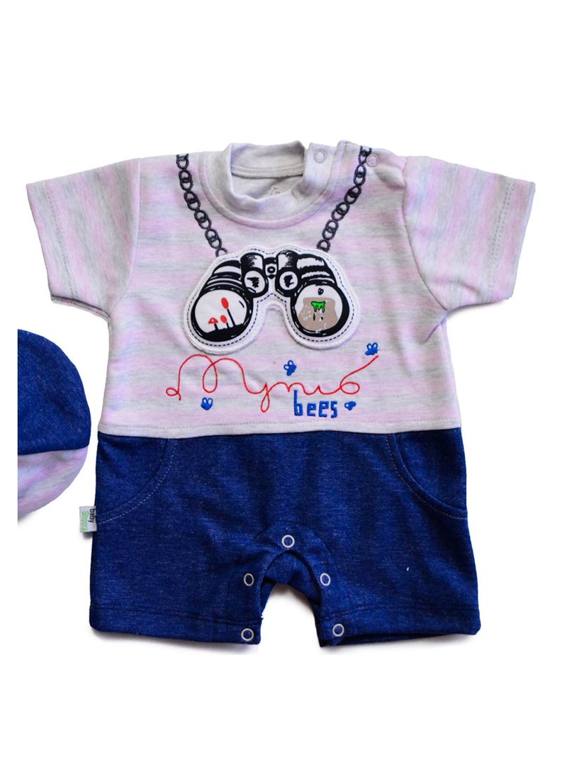 BabyShoora - Discovery Baby set with Print T-Shirt And Shorts Pink - Image 1