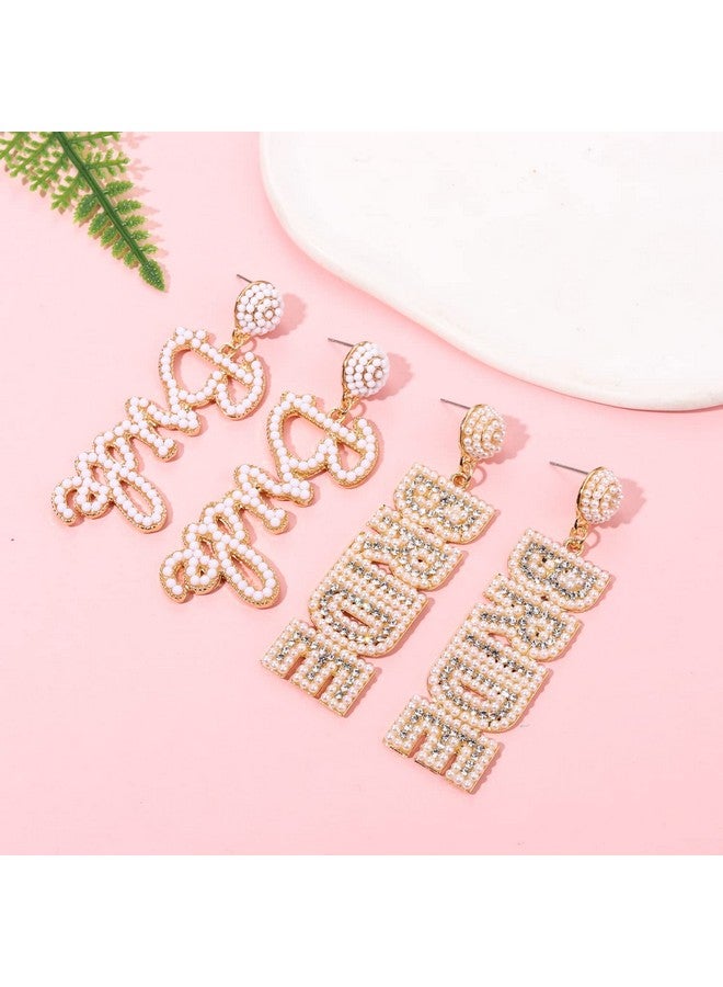 PHALIN Bride Earrings For Women Beaded Wedding Dangle Earrings Bridal Statement Drop Earrings Wedding Accessories Jewelry Party Gifts (Color3) - Image 4