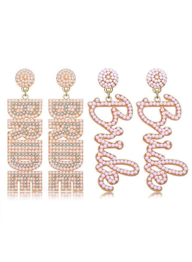 PHALIN Bride Earrings For Women Beaded Wedding Dangle Earrings Bridal Statement Drop Earrings Wedding Accessories Jewelry Party Gifts (Color3) - Image 1