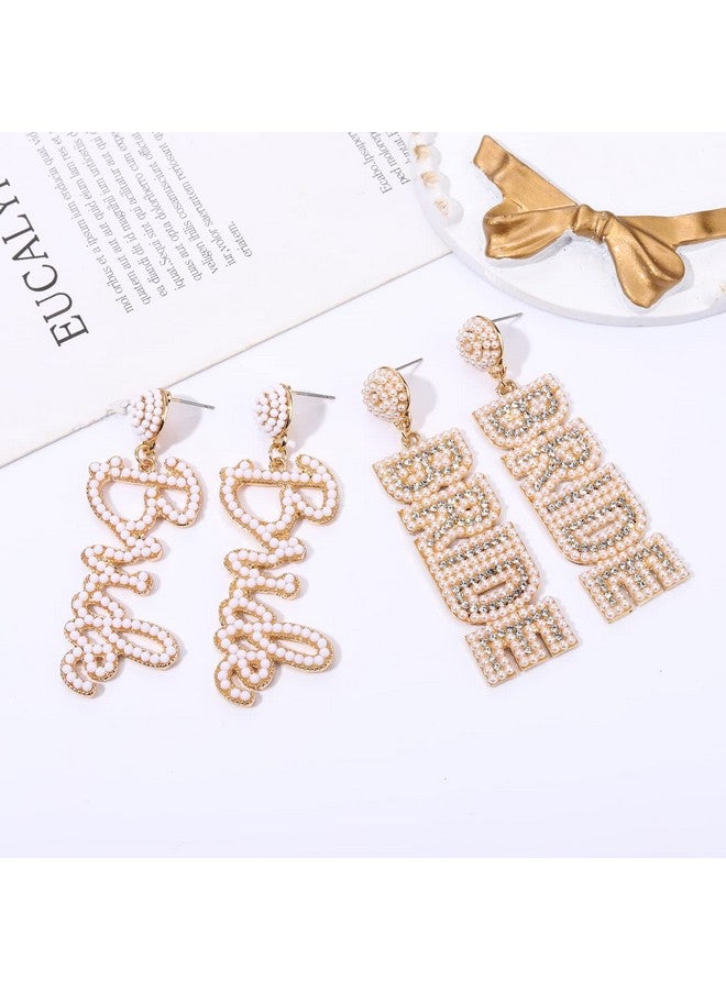 PHALIN Bride Earrings For Women Beaded Wedding Dangle Earrings Bridal Statement Drop Earrings Wedding Accessories Jewelry Party Gifts (Color3) - Image 3