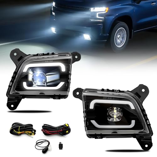 Shocklight LED with DRL Fog Lights Compatible with 2019 2020 2021 2022 2023 Chevrolet Silverado 1500 2500HD 3500HD Chevy Front Bumper Driving Fog Lights with Switch and Wiring Set - Image 1