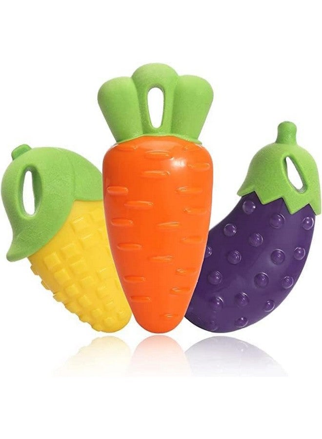 ألعاب تنظيف الأسنان ومضغها بنكهة الخضروات والجزر والباذنجان والليمون المطاطية المتينة مع أصوات صرير للكلاب والجراء - متعددة الألوان - Image 1